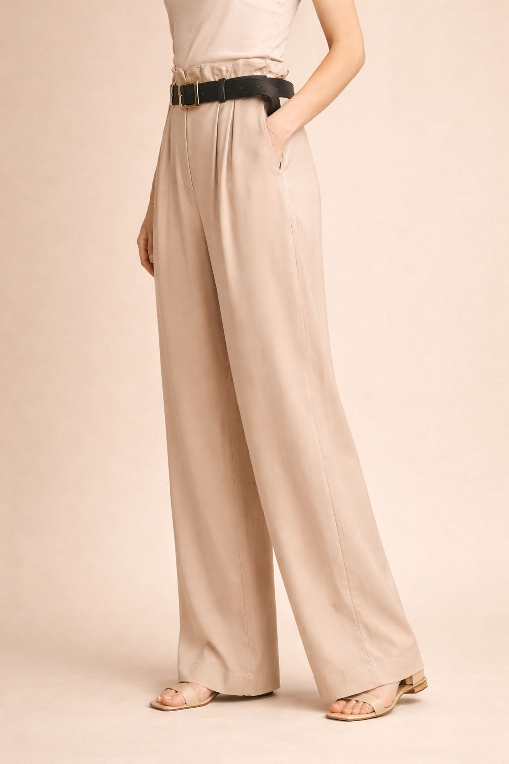 Elegant Belted Wide Leg Pants