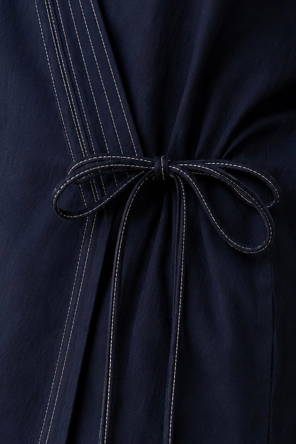 Contrast Stitch Wrap Shirt