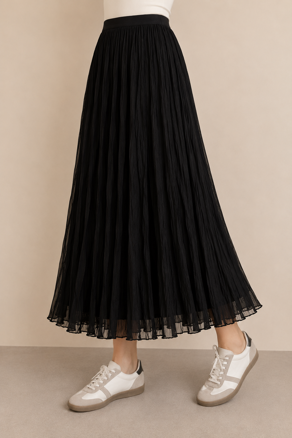Crinkled Long Skirt