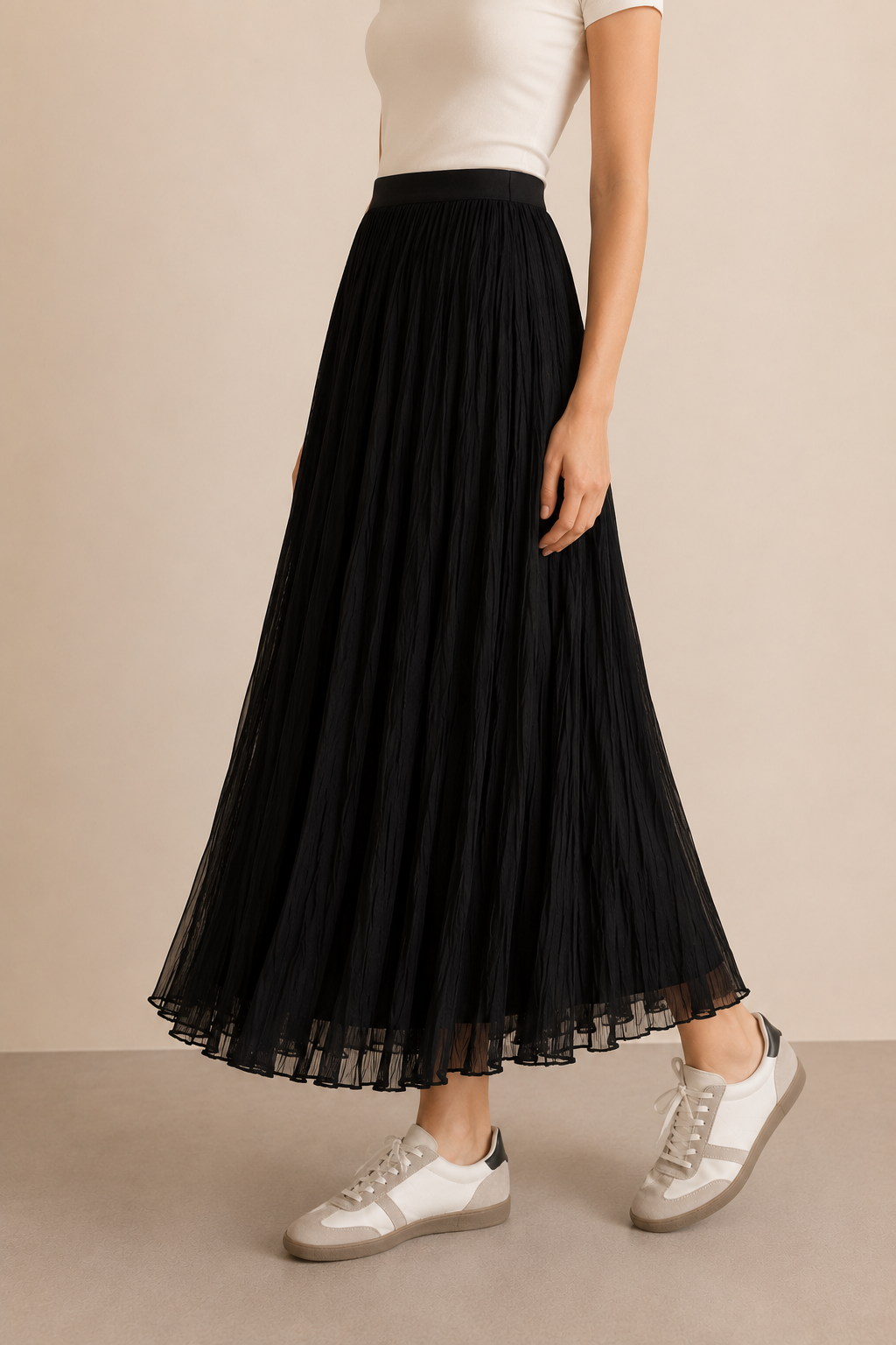 Crinkled Long Skirt