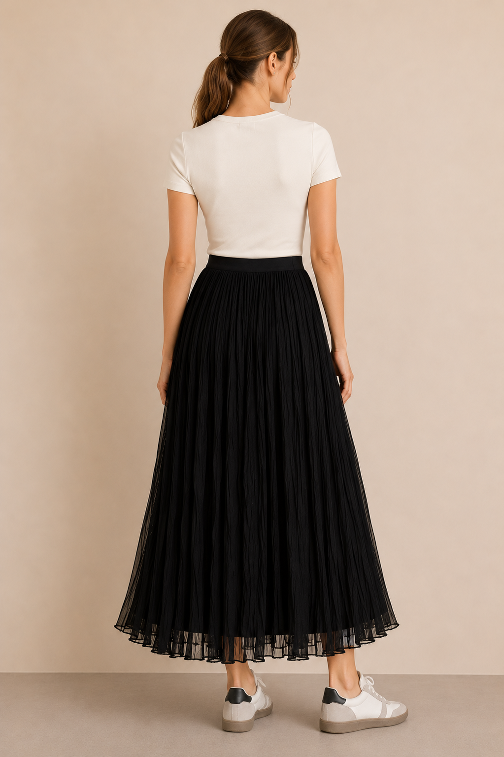Crinkled Long Skirt