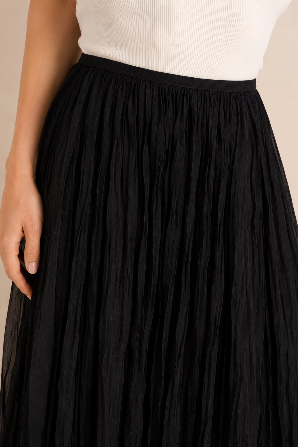 Crinkled Long Skirt