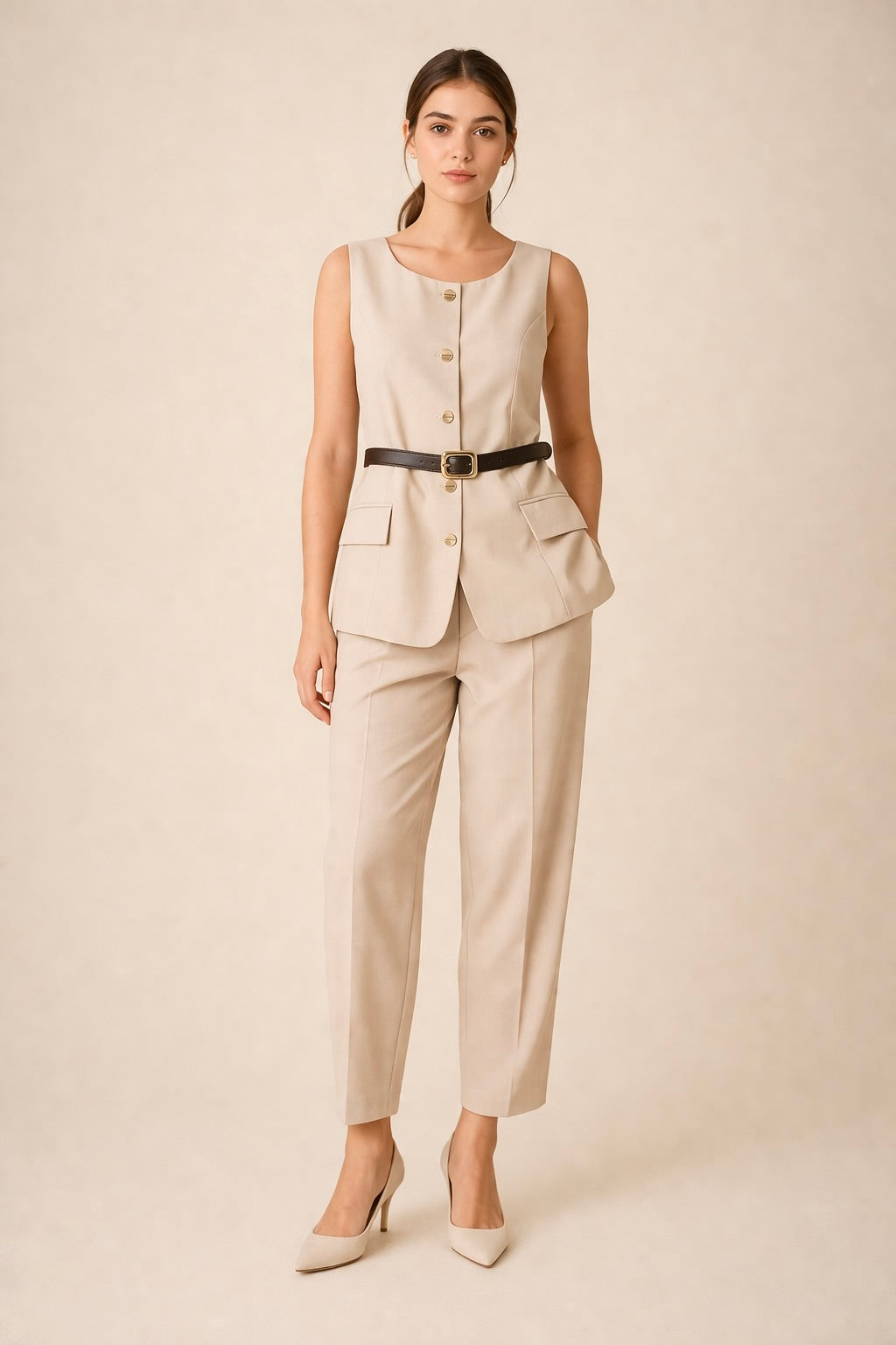 Belted Vest & Pants Set