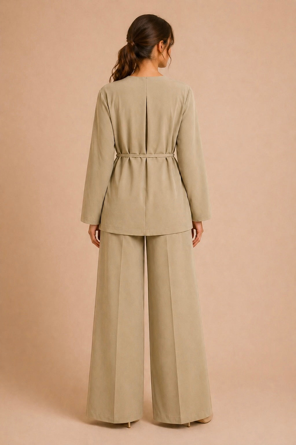 Elegant Belted Two Piece Set