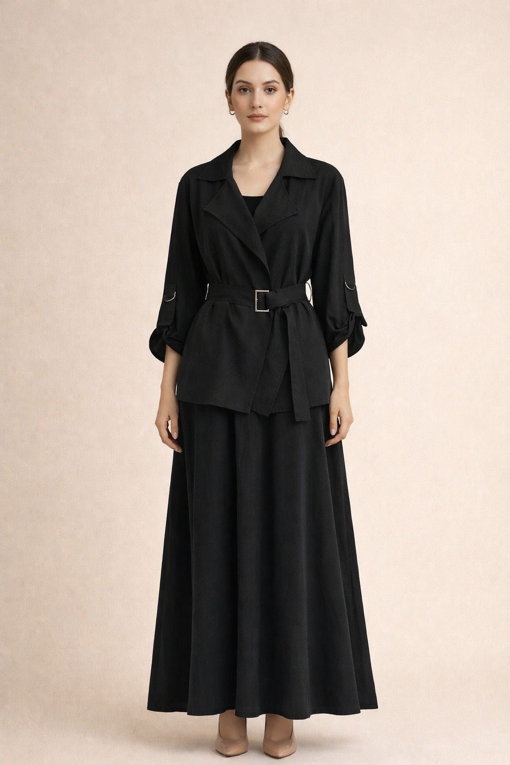 Belted Jacket & Skirt Set
