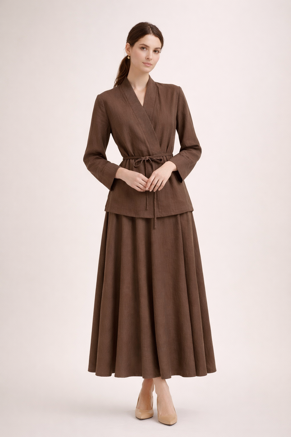 Natural Textured Skirt Set