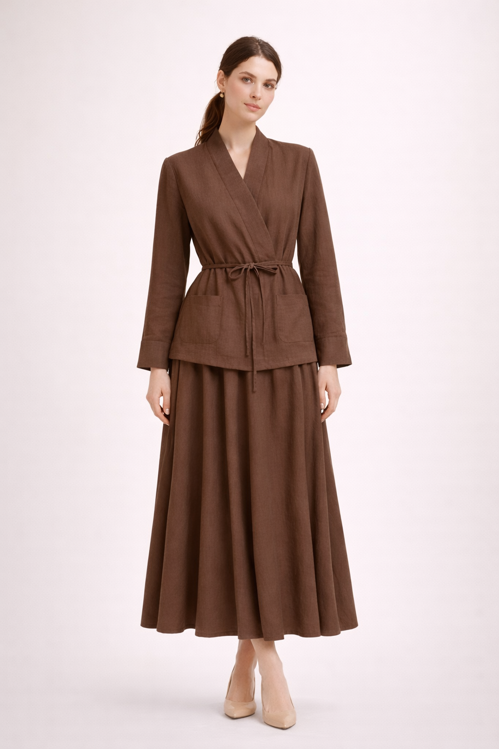 Natural Textured Skirt Set