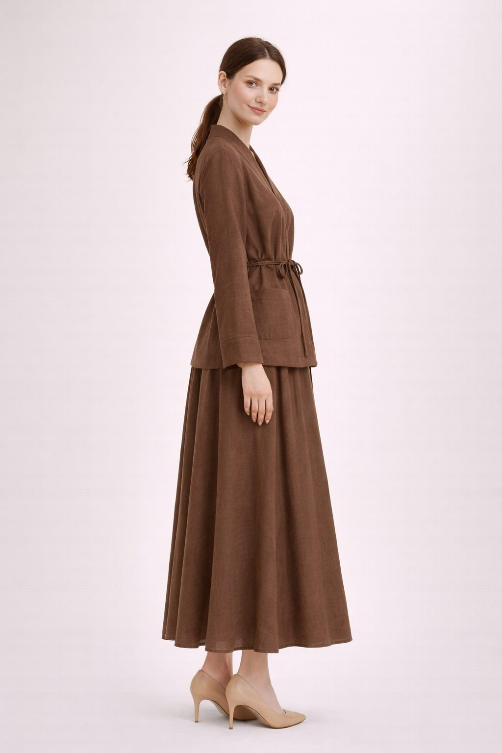 Natural Textured Skirt Set