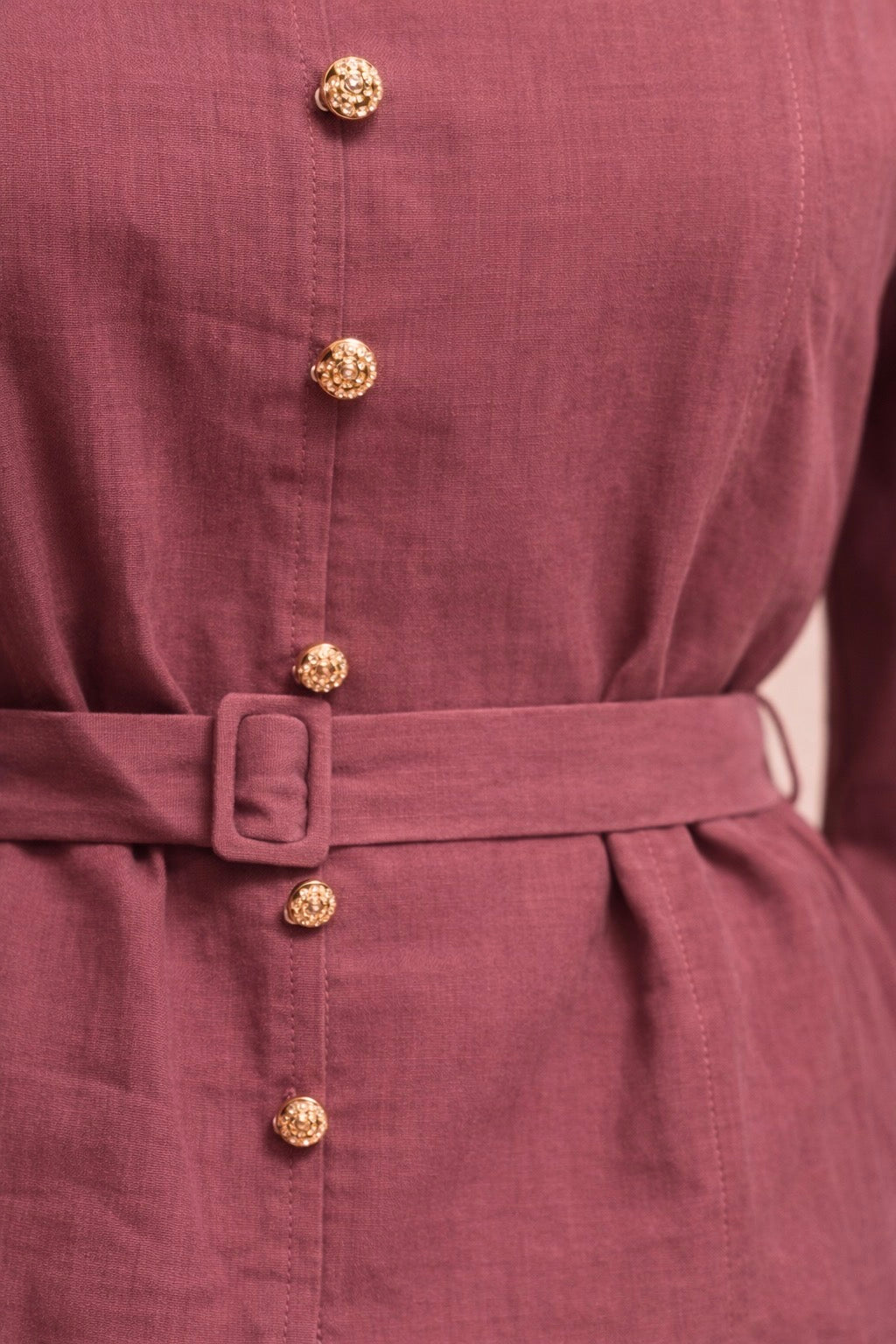 Natural Textured Buttoned Skirt Set