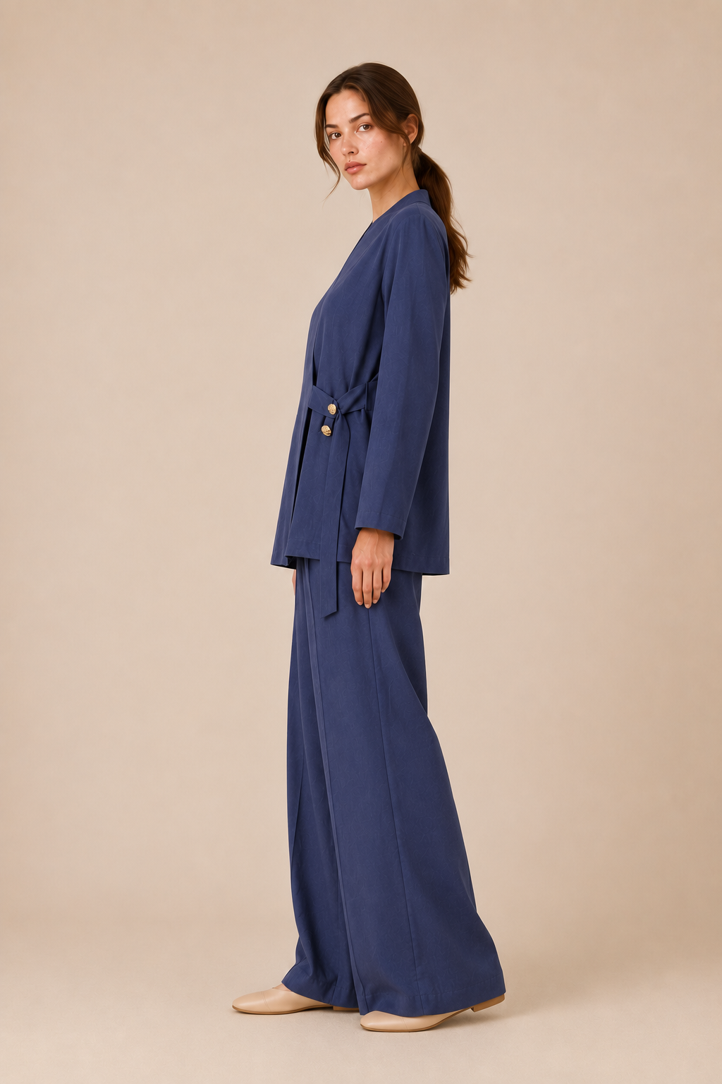 Button Detail Wrap Pants Set