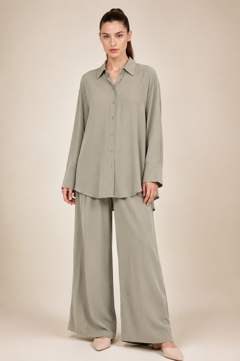 Adjustable Waist Shirt Pants Set