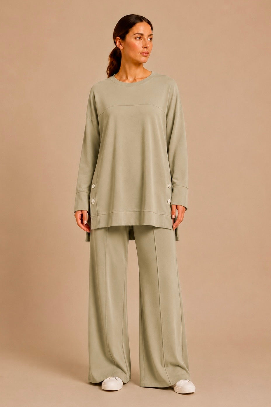 Button Detail Pants Set