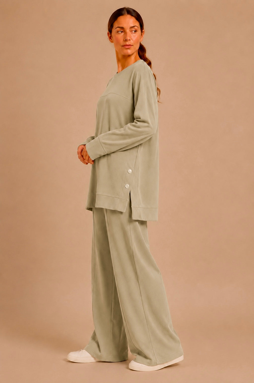 Button Detail Pants Set