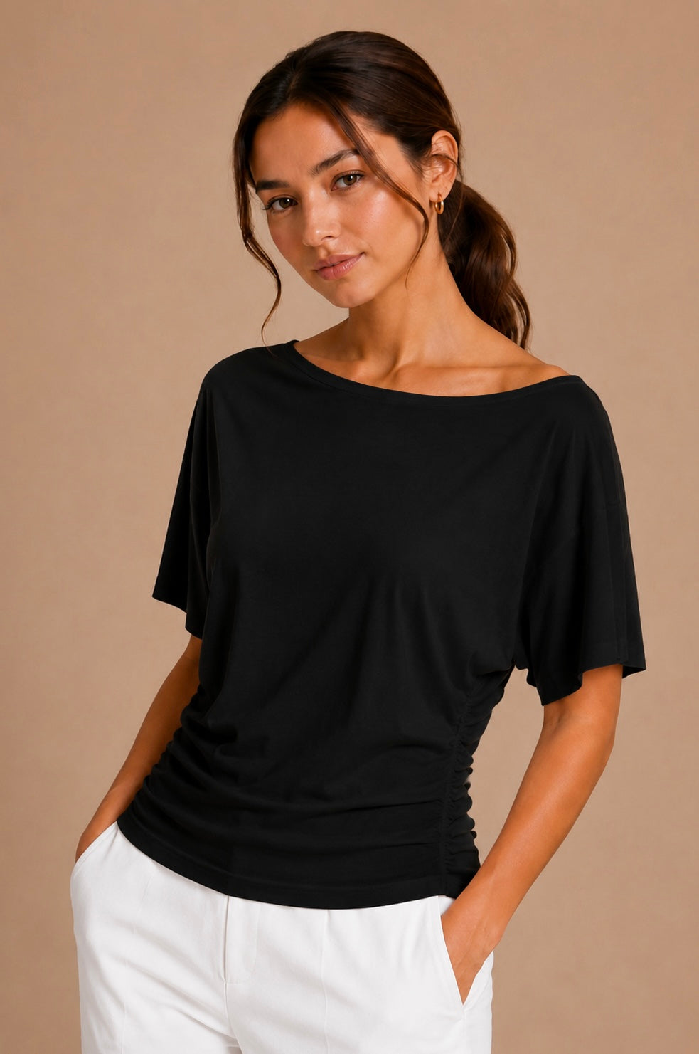 Gathered Waist Basic Top