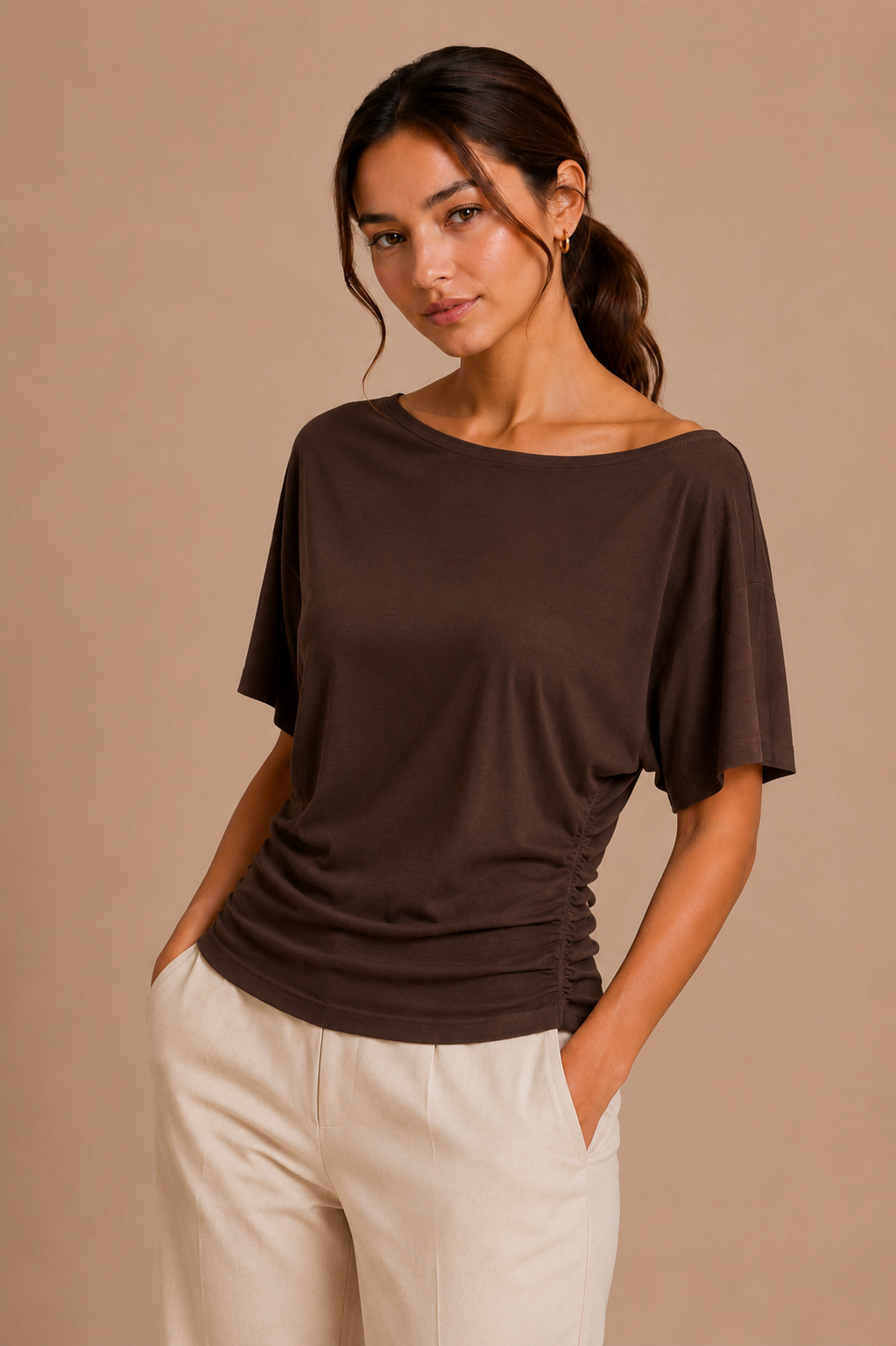 Gathered Waist Basic Top