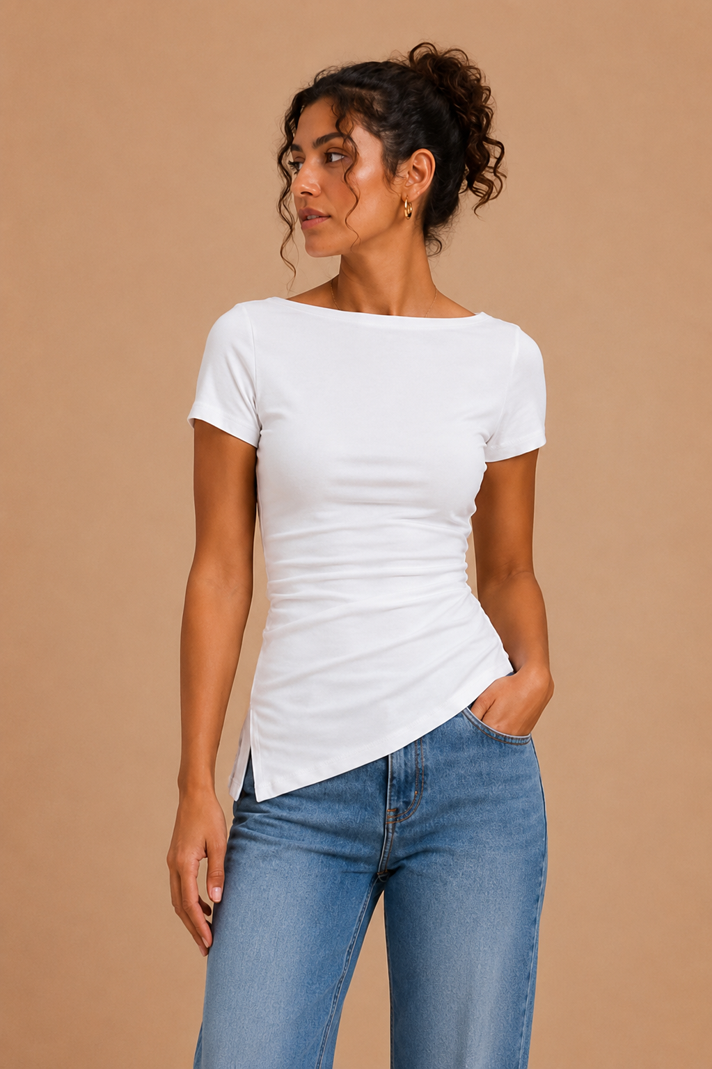 Asymmetric Ruched Blouse