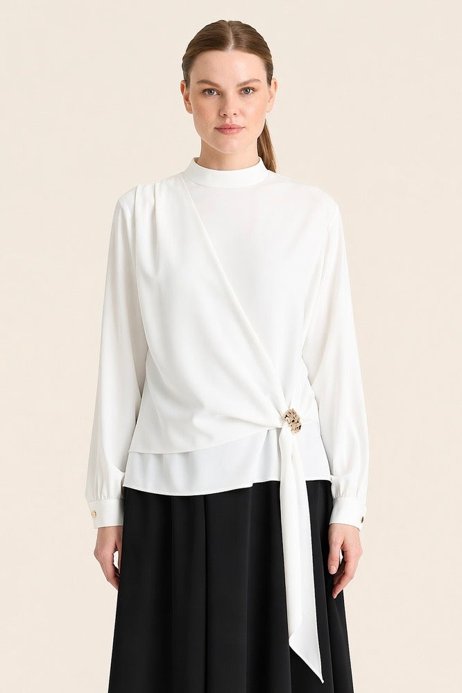 Draped Side Tie Top