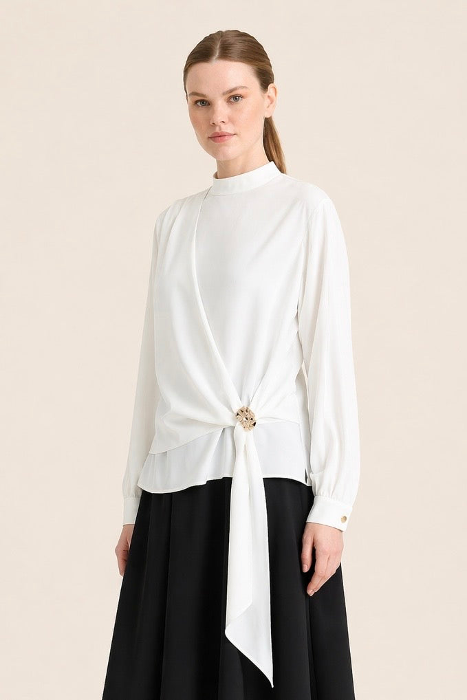 Draped Side Tie Top