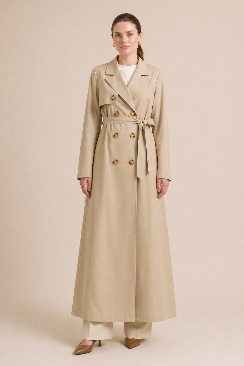 Long Belted Trench Coat