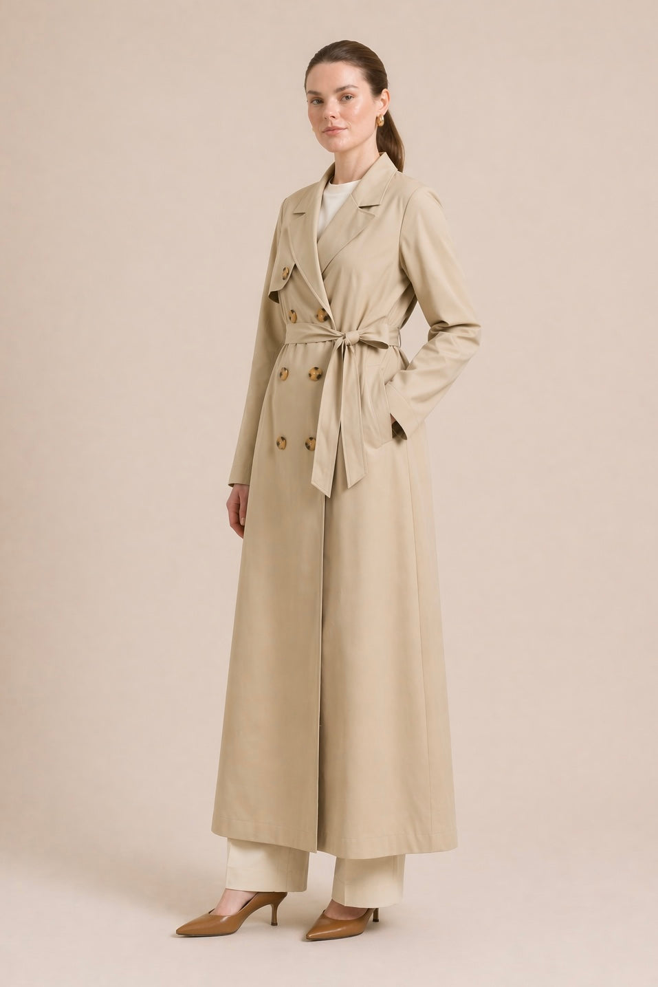 Long Belted Trench Coat