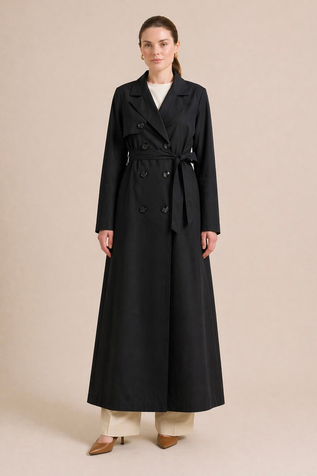 Long Belted Trench Coat