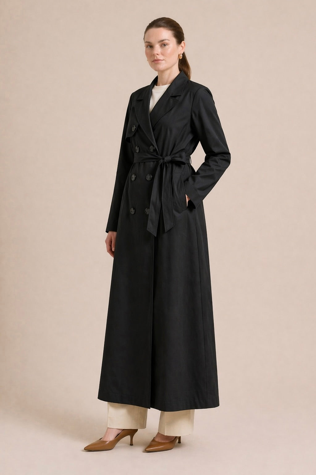 Long Belted Trench Coat