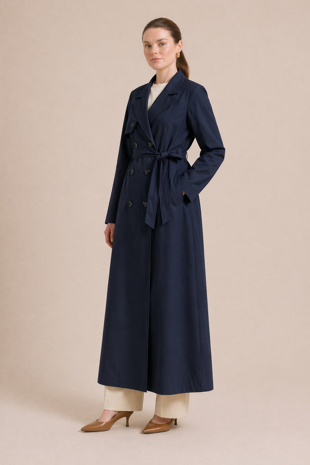 Long Belted Trench Coat