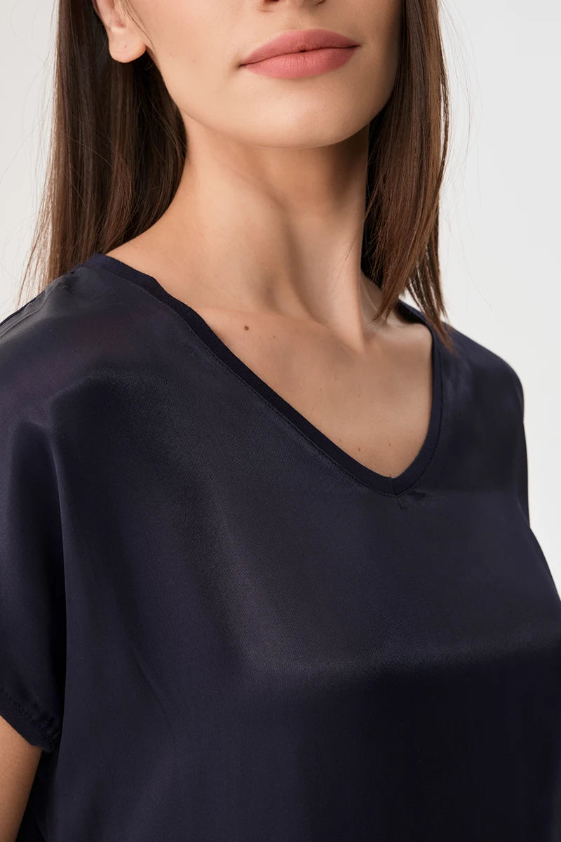 V-Neck Satin Front Blouse