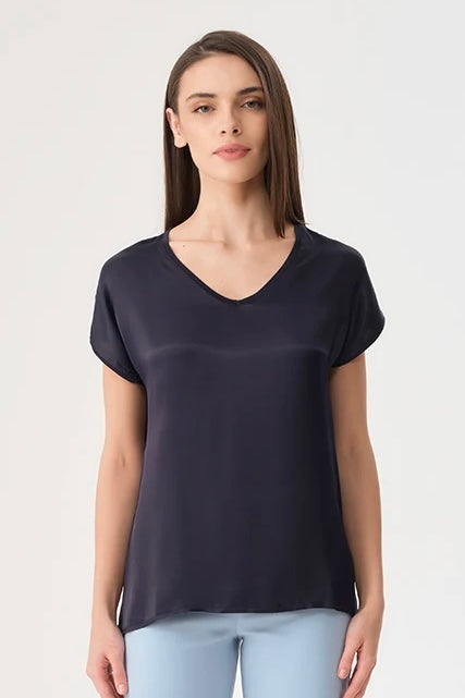 V-Neck Satin Front Blouse