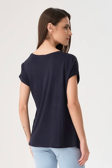 V-Neck Satin Front Blouse