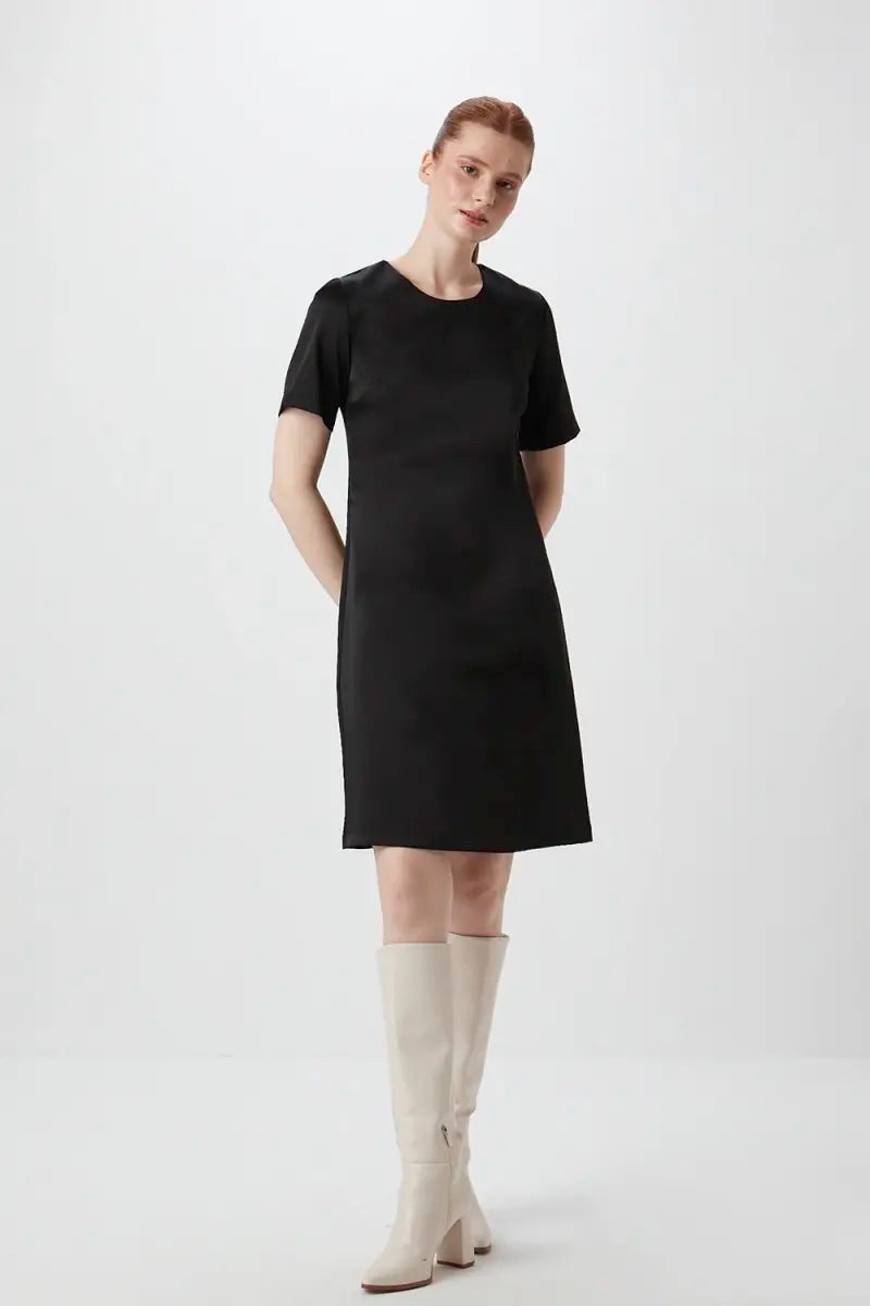 Short Sleeve Satin Dress