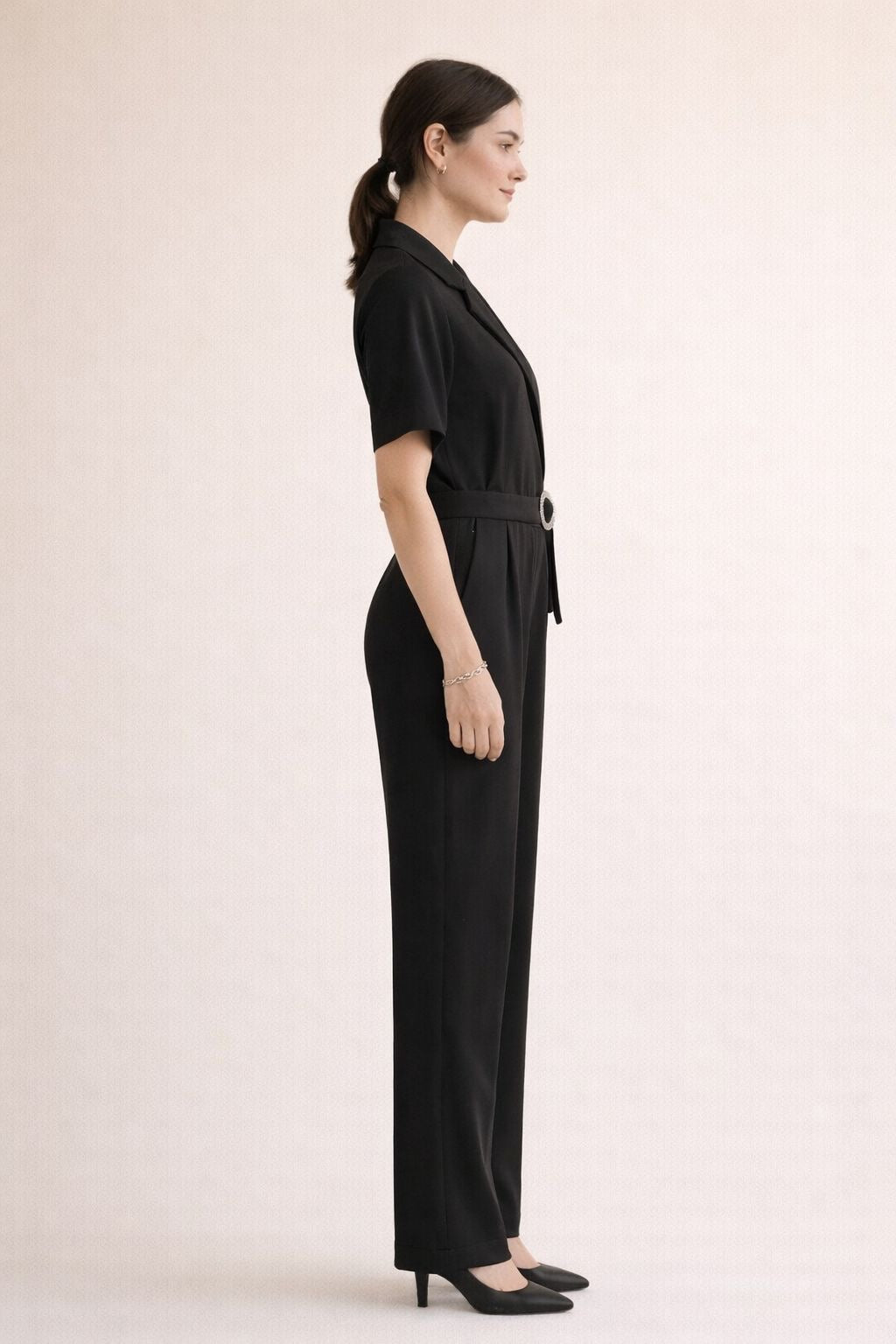 Crystal Buckle Tailored Jumpsuit