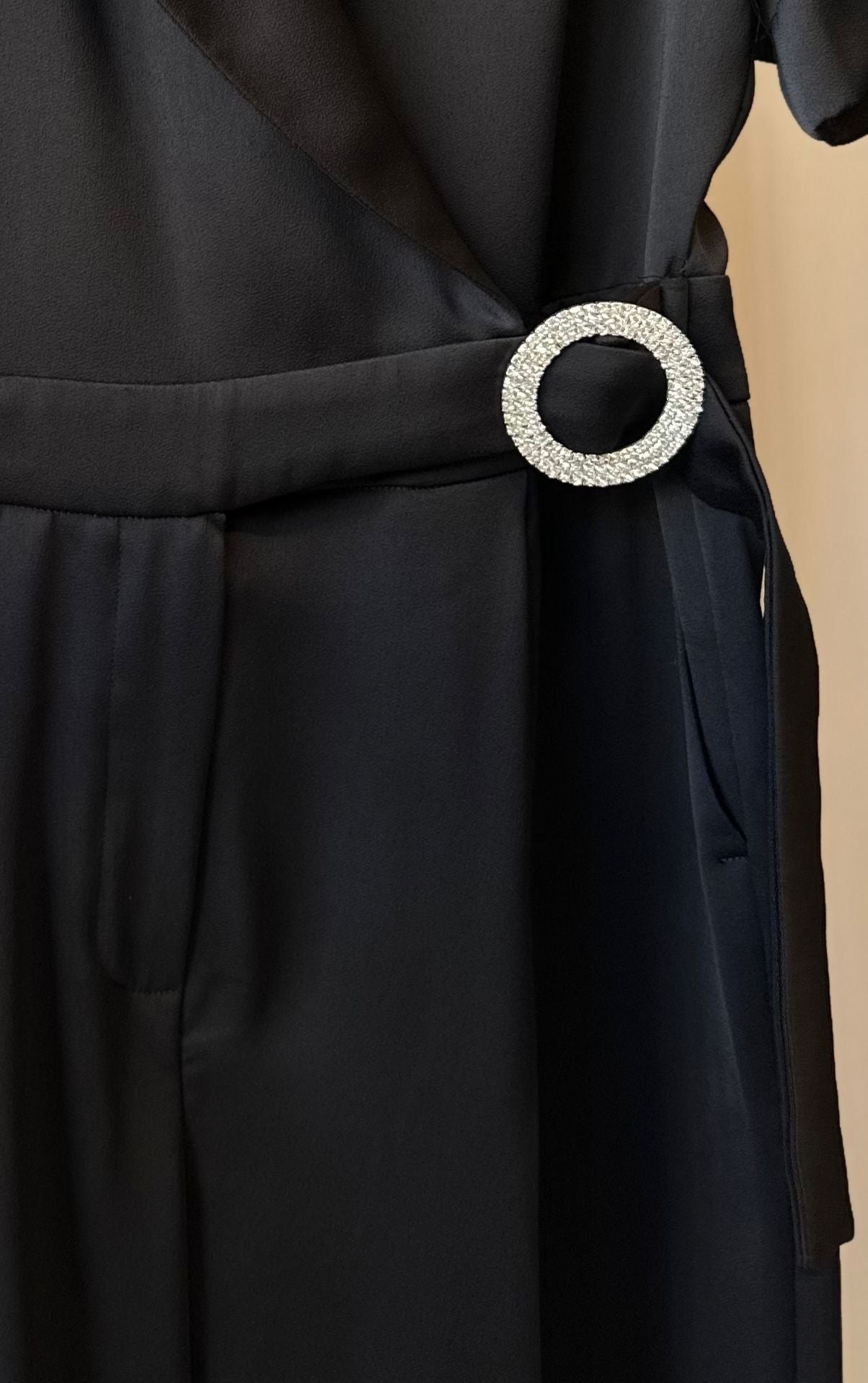 Crystal Buckle Tailored Jumpsuit