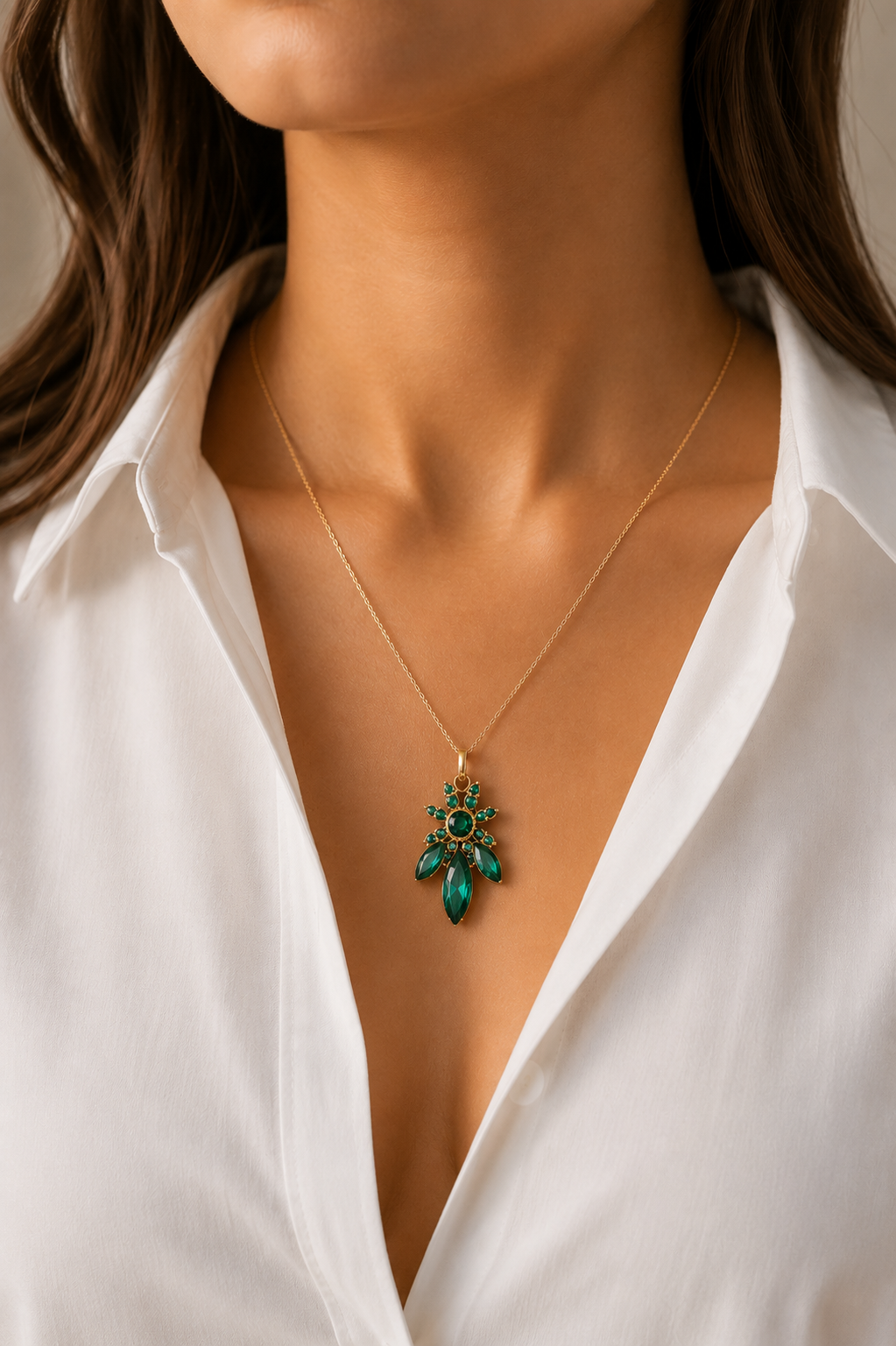 Green Flower Stone Necklace