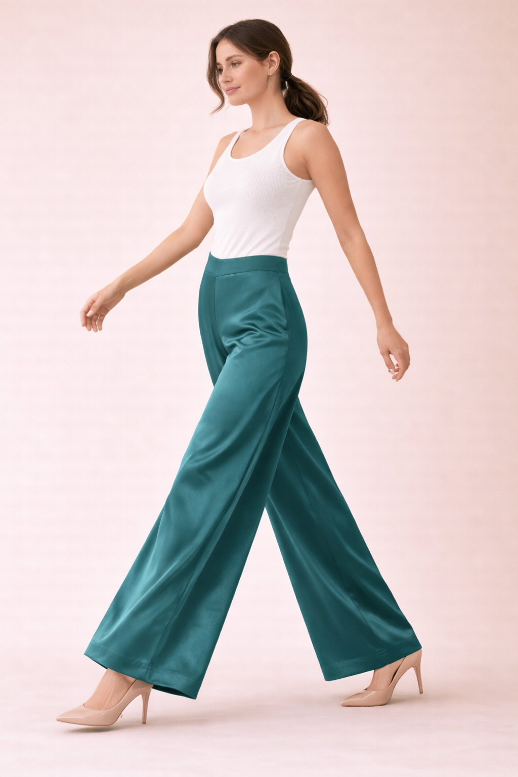Wide Leg Satin Trouser