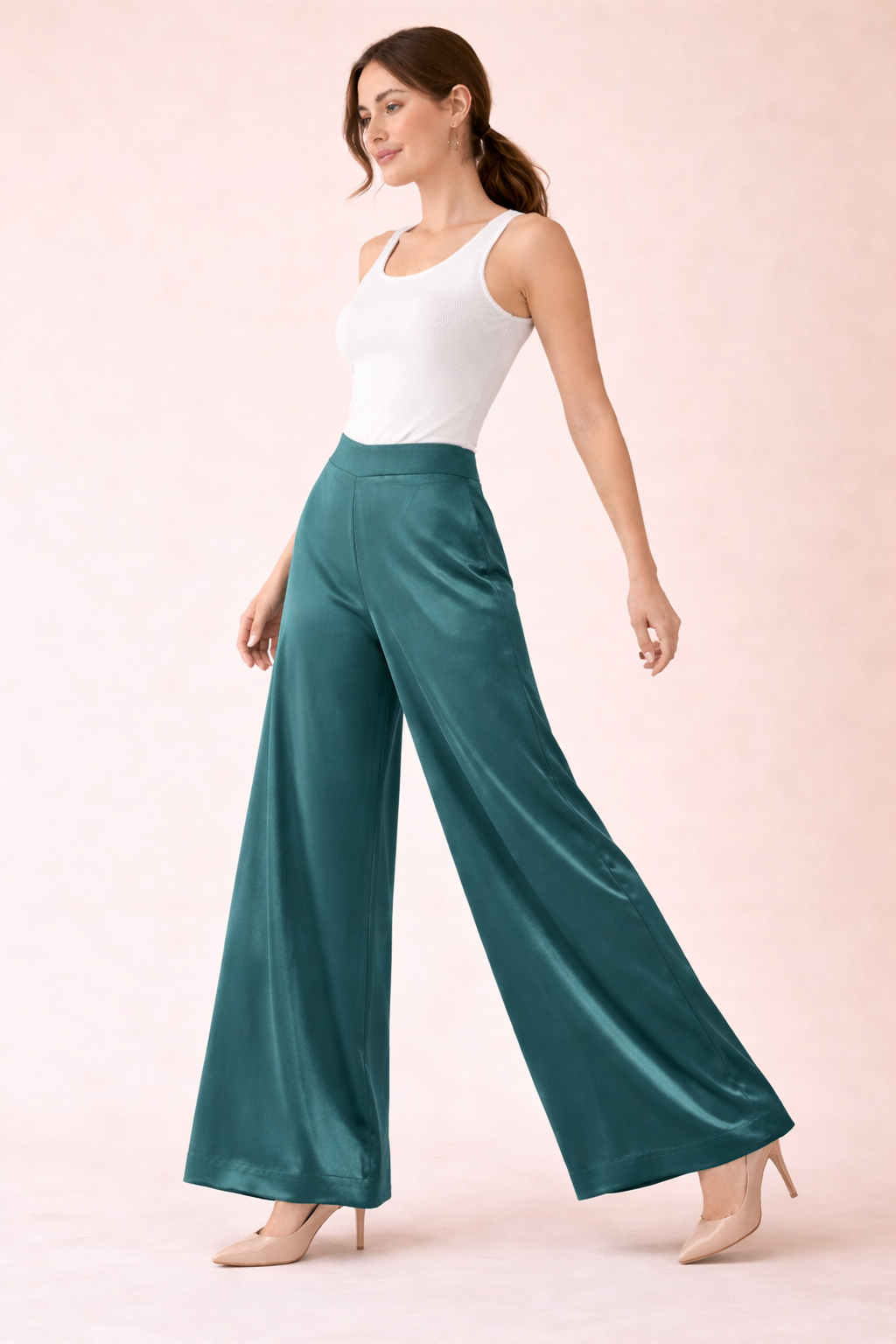 Wide Leg Satin Trouser