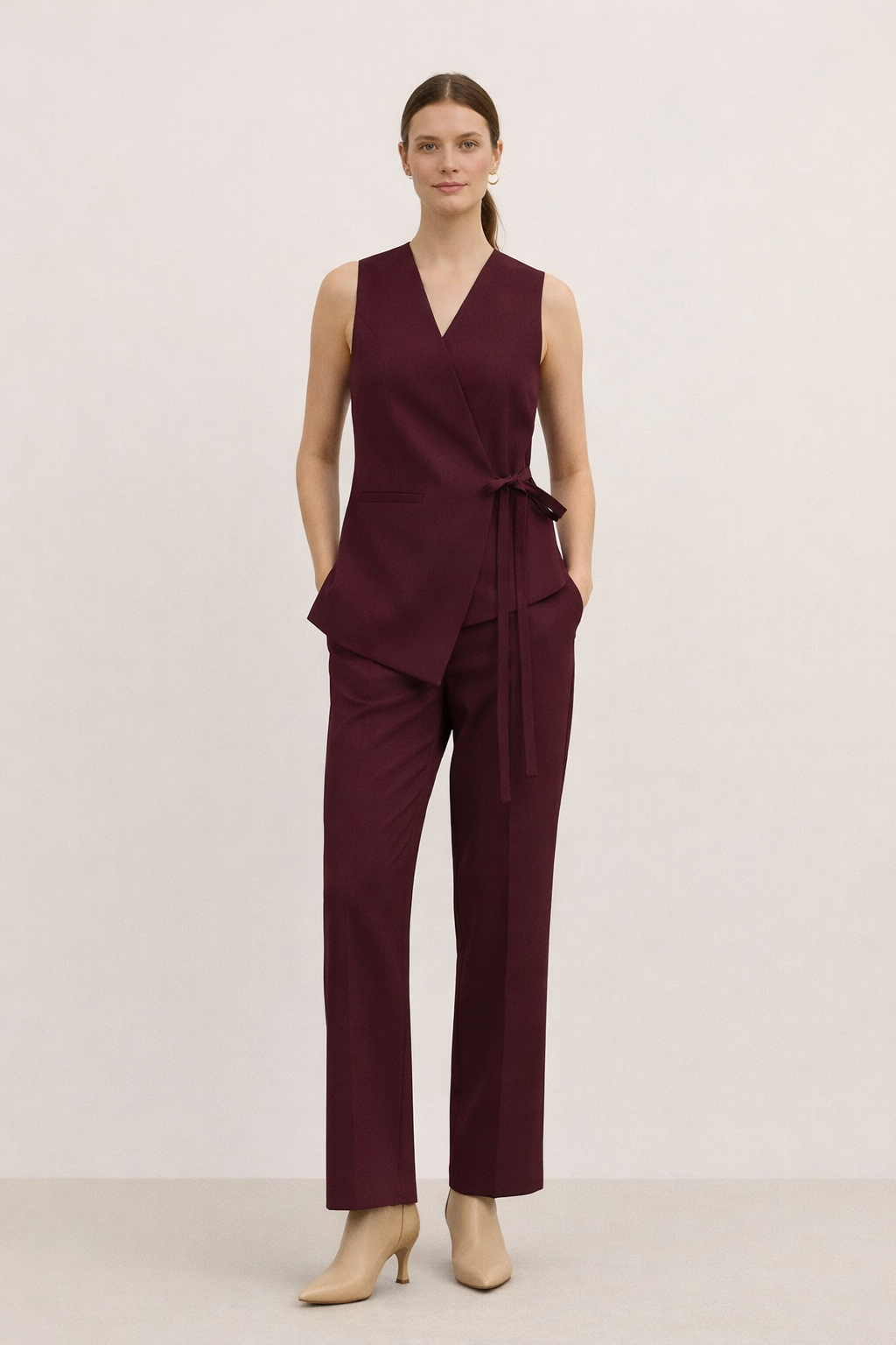 ‏Tailored Wrap Vest and Pants Suit