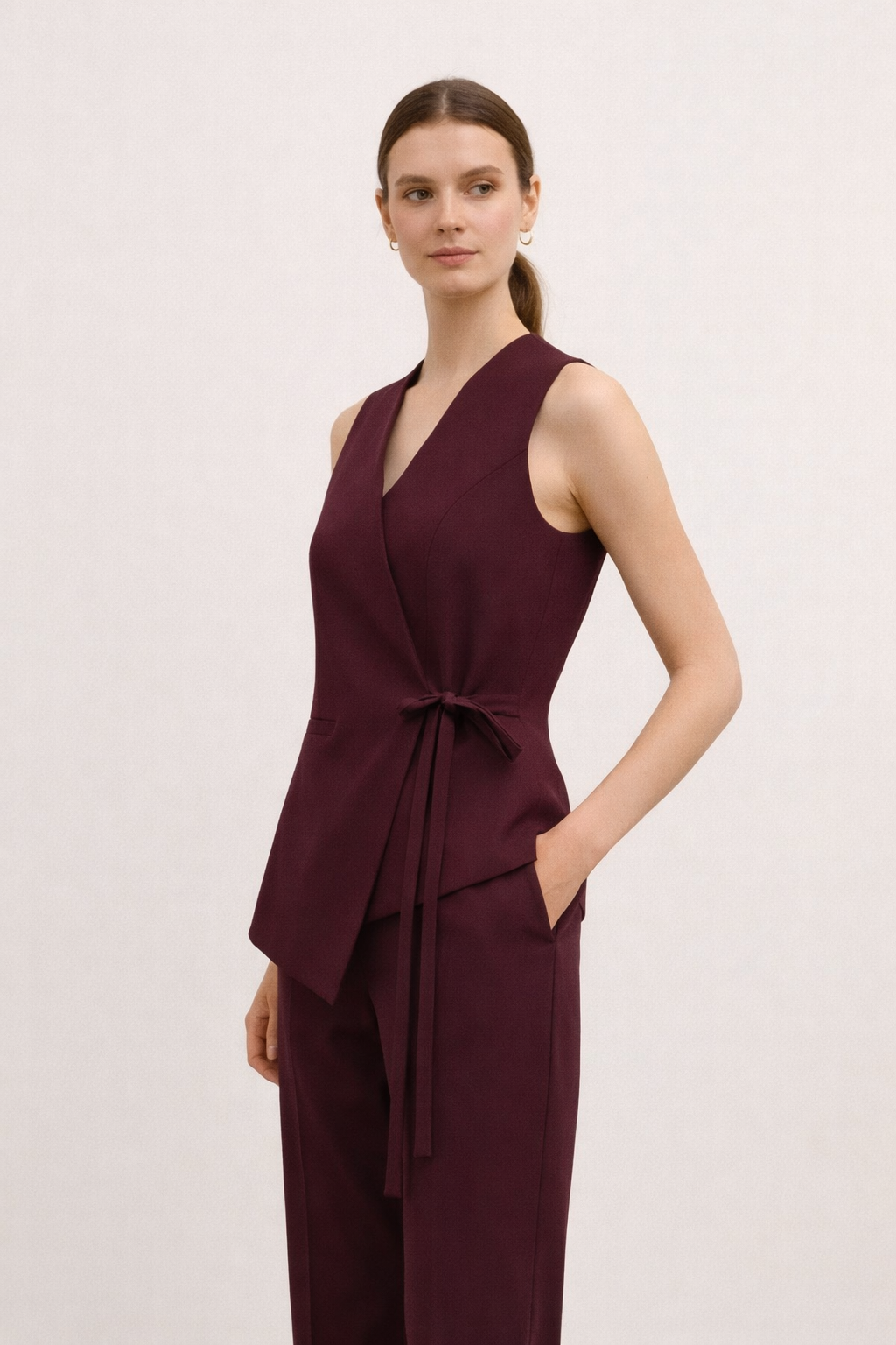 ‏Tailored Wrap Vest and Pants Suit