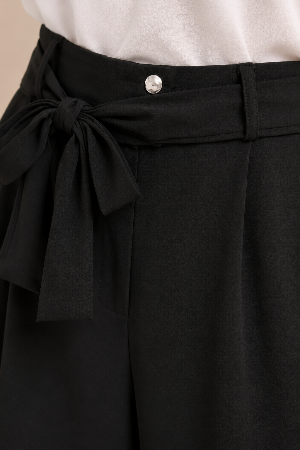 Wide Leg Pants with Waist Tie