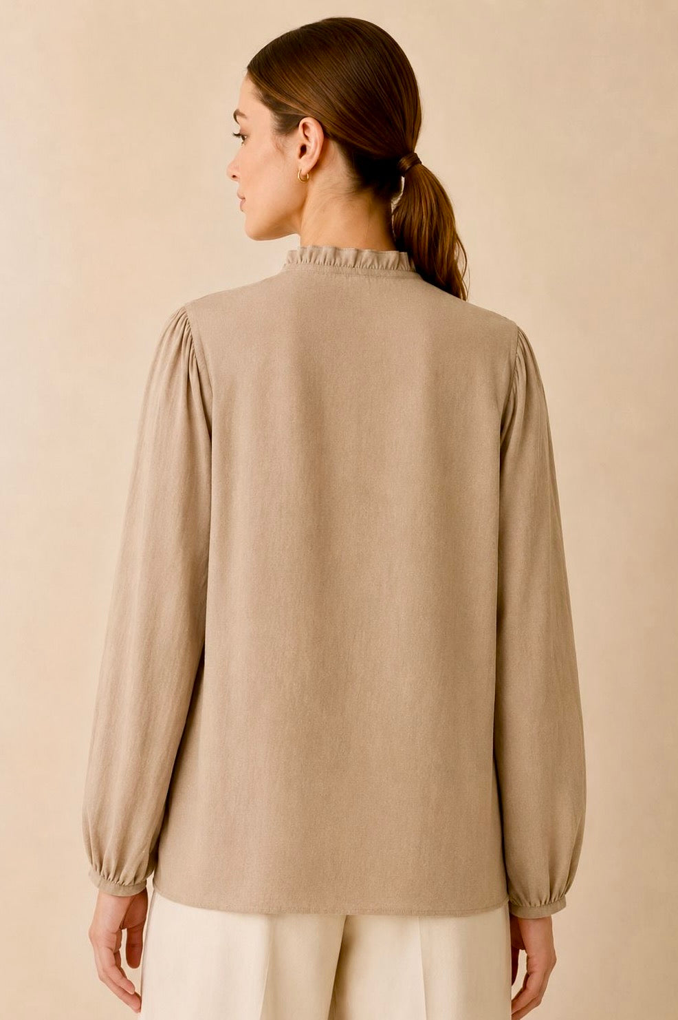 Ruffle Neck Vertical Shirt