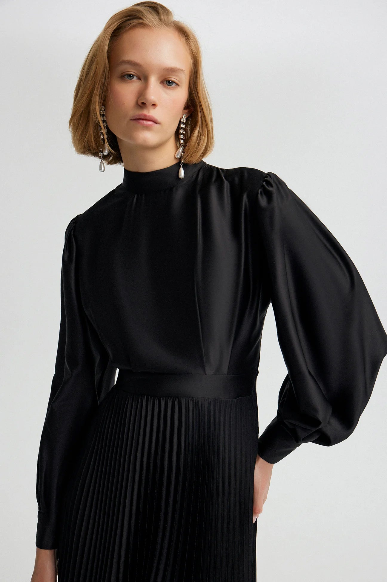 Pleated Satin Dress