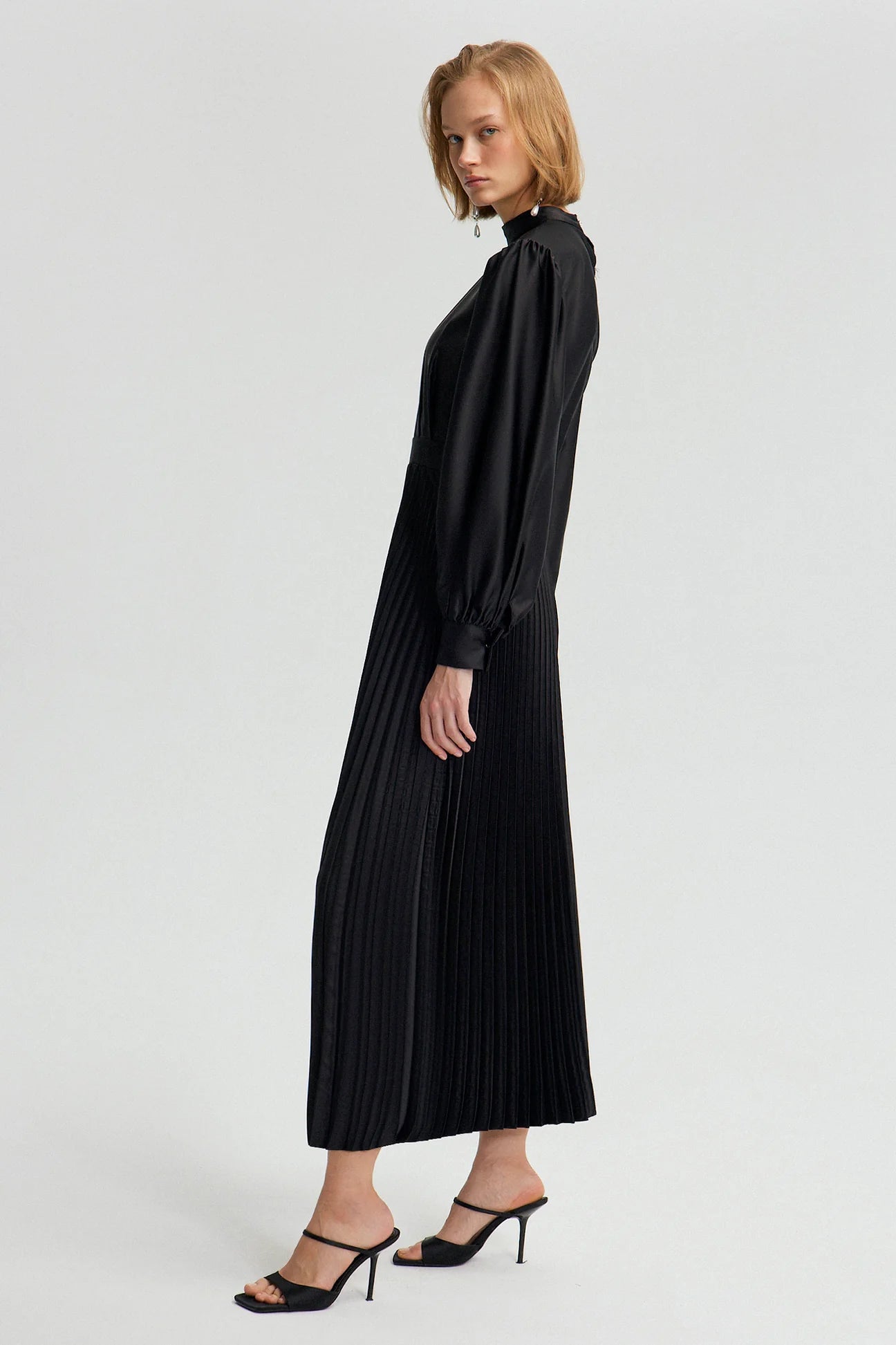 Pleated Satin Dress