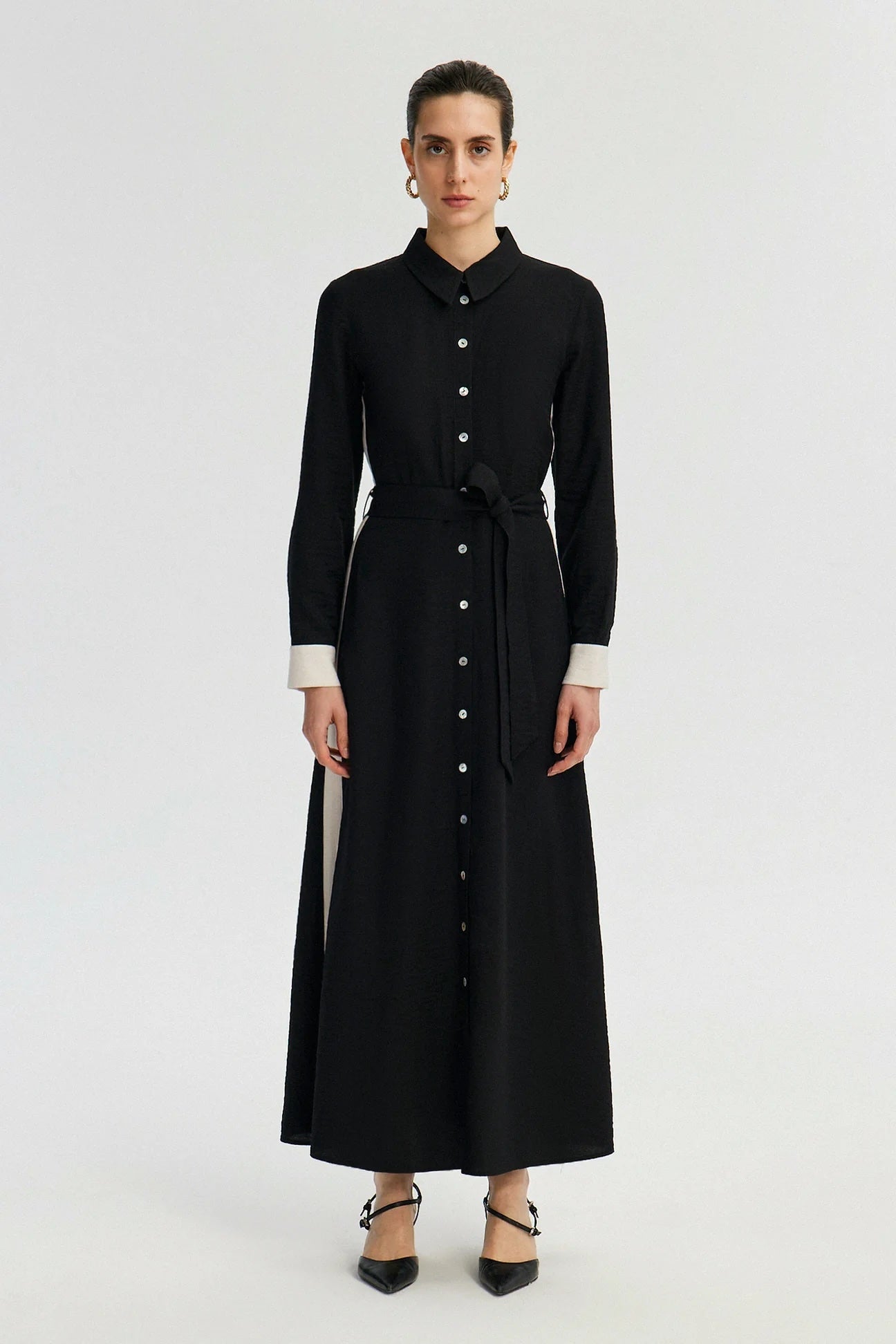 Mother of Pearl Button Detail Shirt Dress