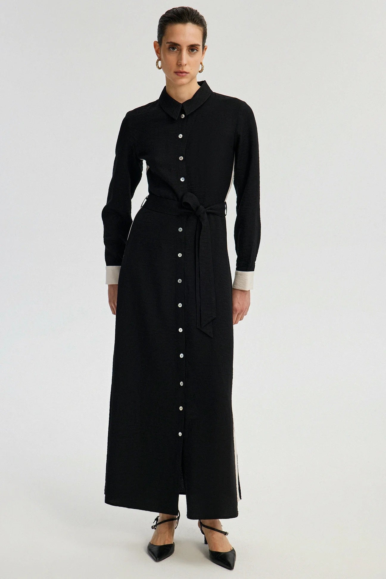 Mother of Pearl Button Detail Shirt Dress