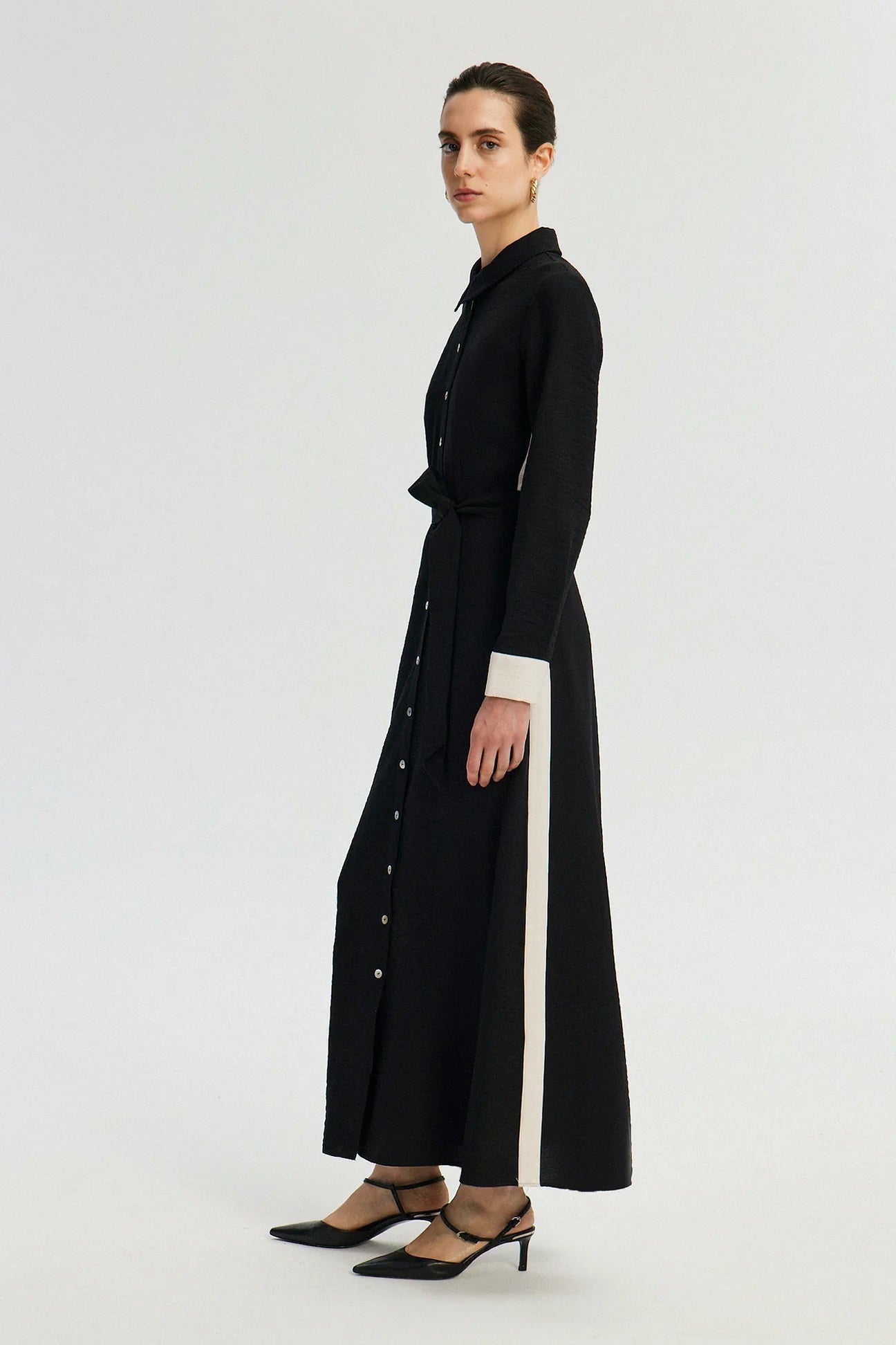 Mother of Pearl Button Detail Shirt Dress