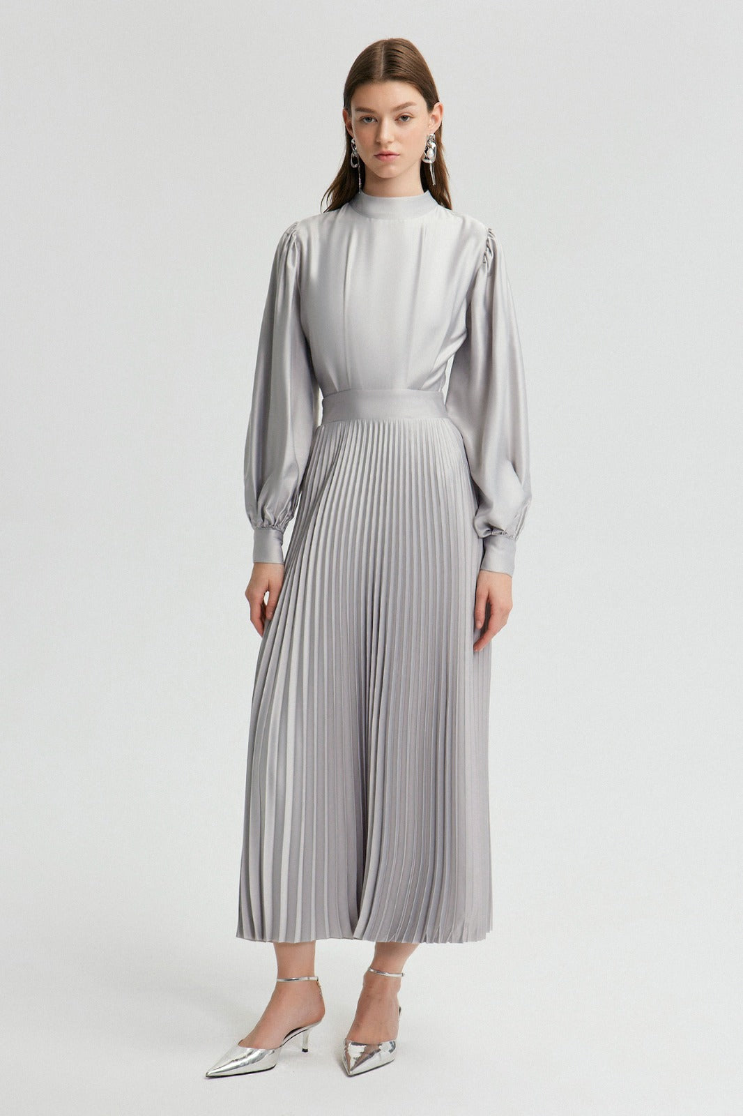 Pleated Satin Dress