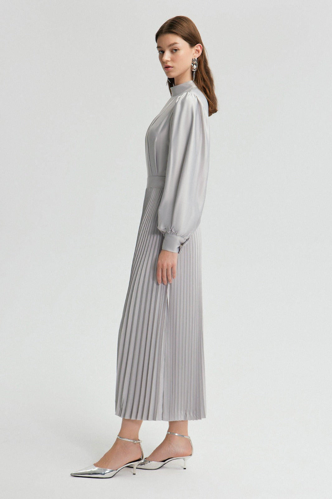 Pleated Satin Dress