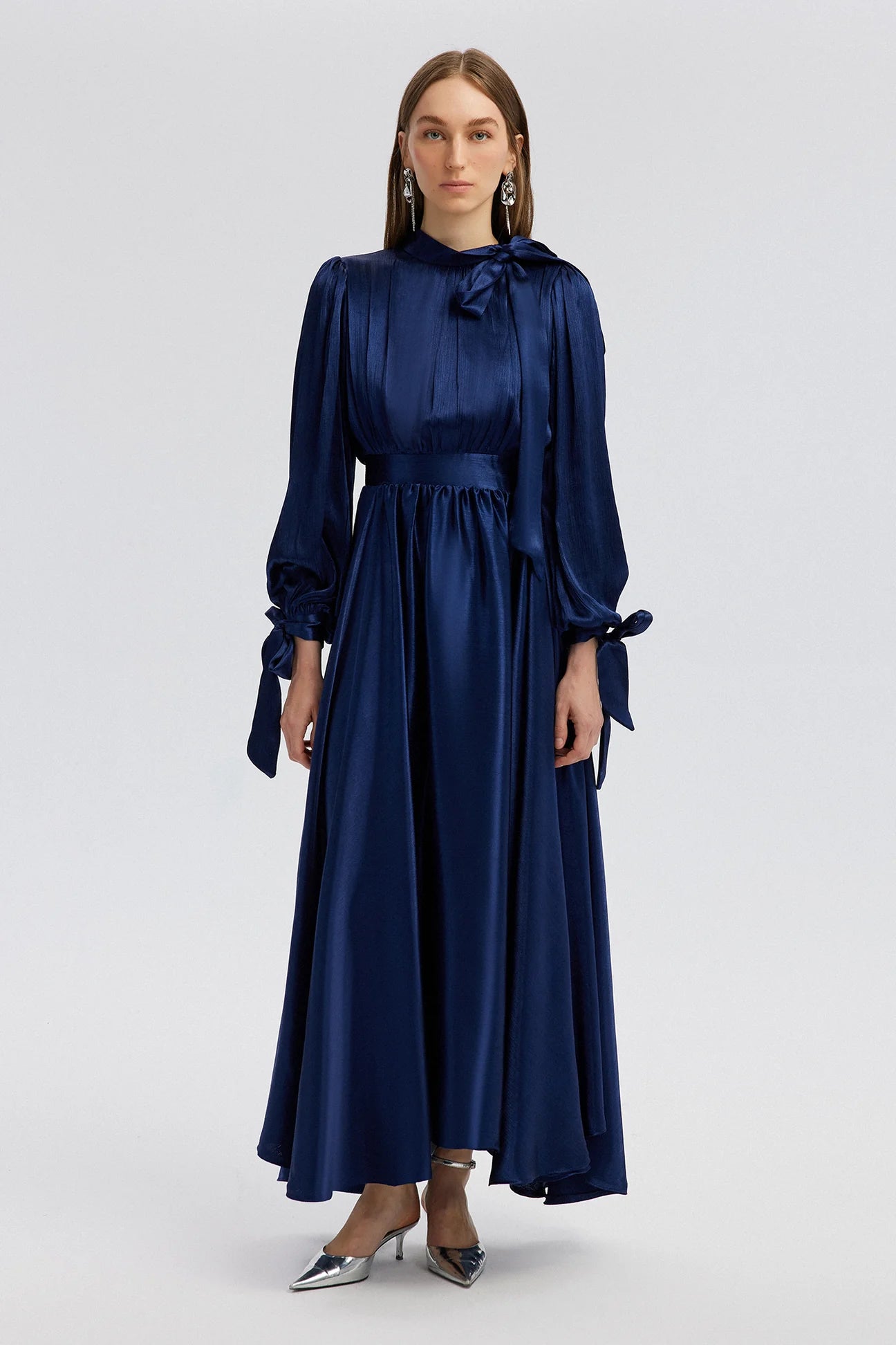 Satin Dress With Tie Detail