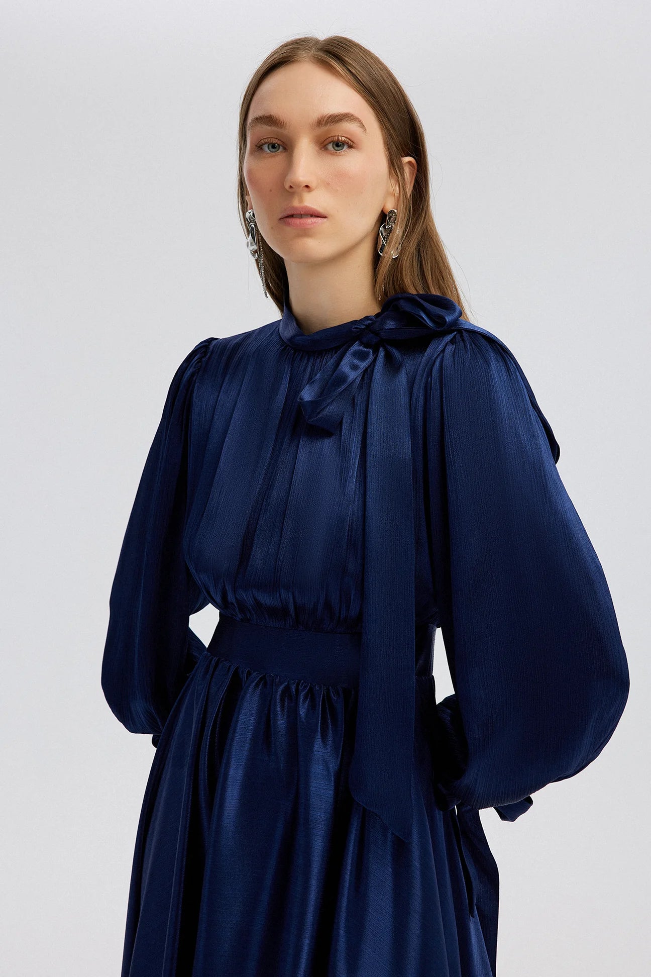 Satin Dress With Tie Detail