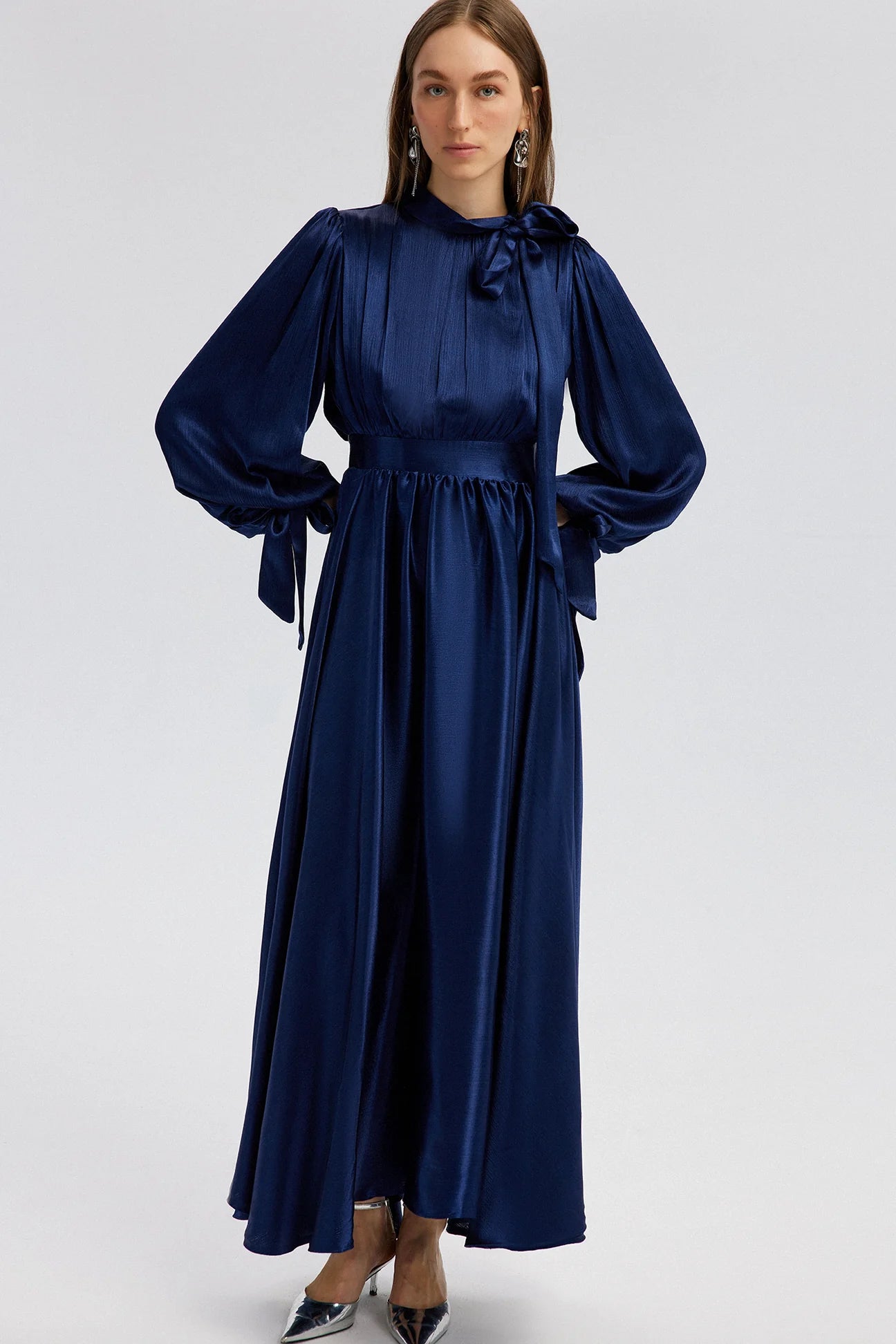 Satin Dress With Tie Detail